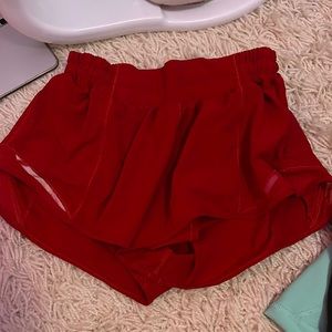 Dark Red Lululemon Hotty Hot shorts